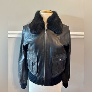 ID Entity by Lord & Taylor Moto Bomber Jacket with Removable Faux Fur Collar